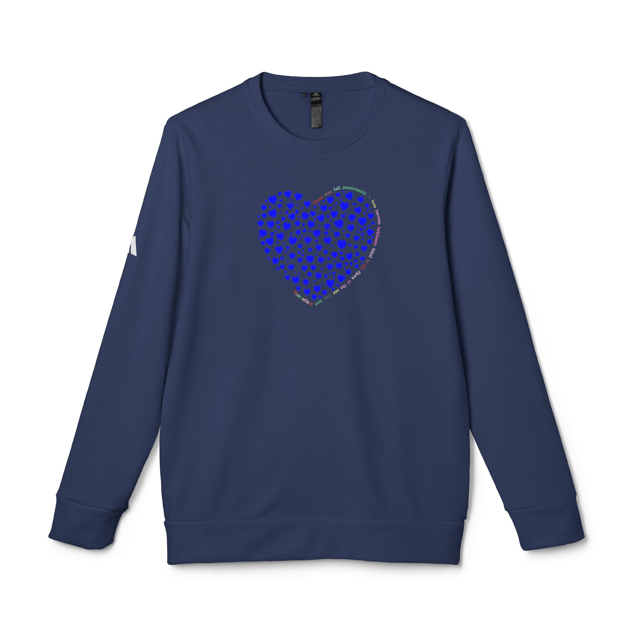 Sudadera unisex Adidas® con cuello redondo y diseño de corazón azul