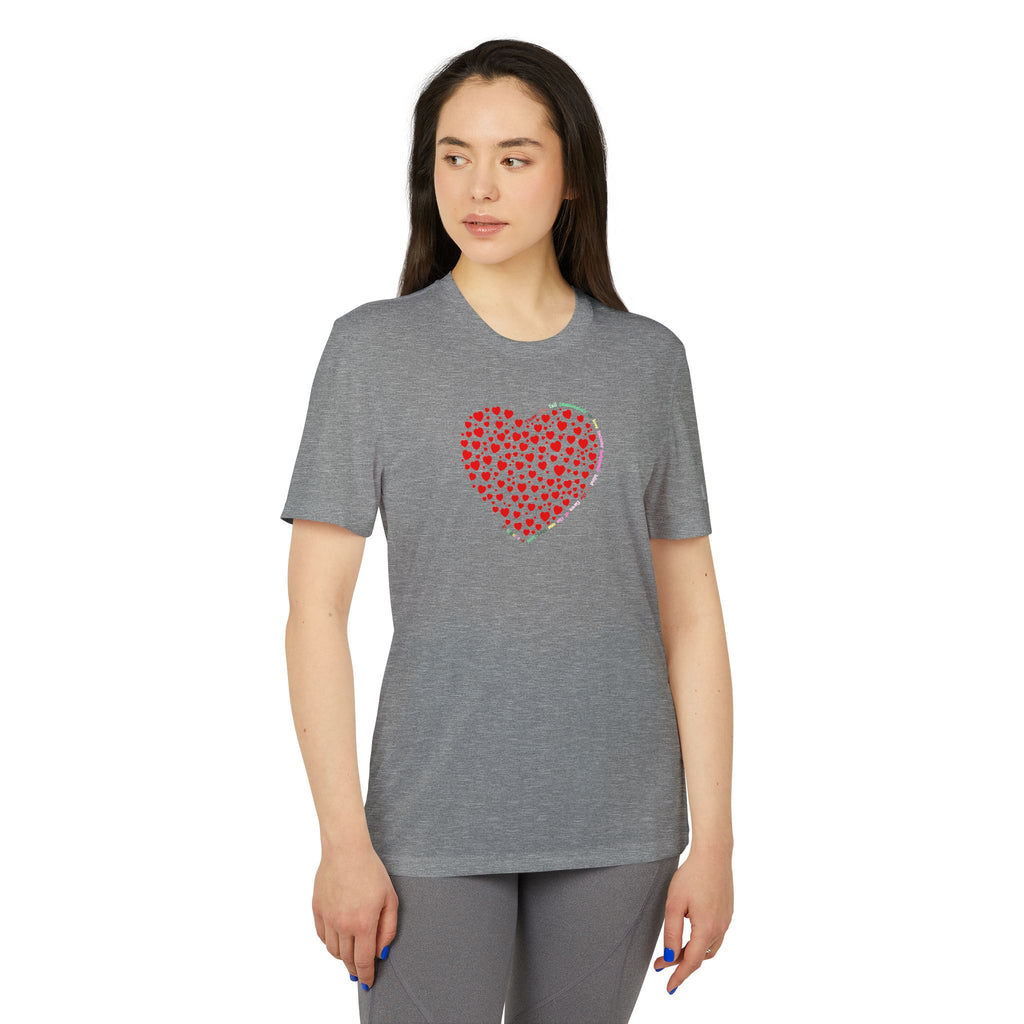 Camiseta Deportiva Unisex Adidas® con Diseño de Corazón Rojo Brillante