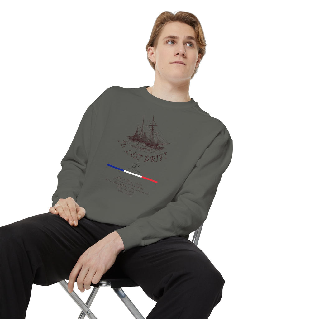 Unisex White Vintage Ship Graphic Cotton Blend Sweatshirt