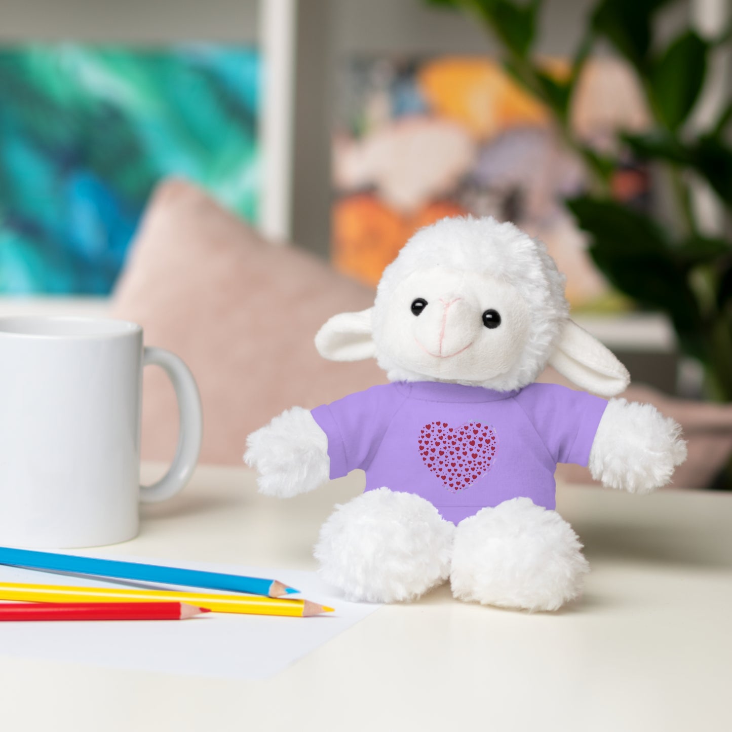 Personalized Stuffed Animal with Red Heart T-Shirt