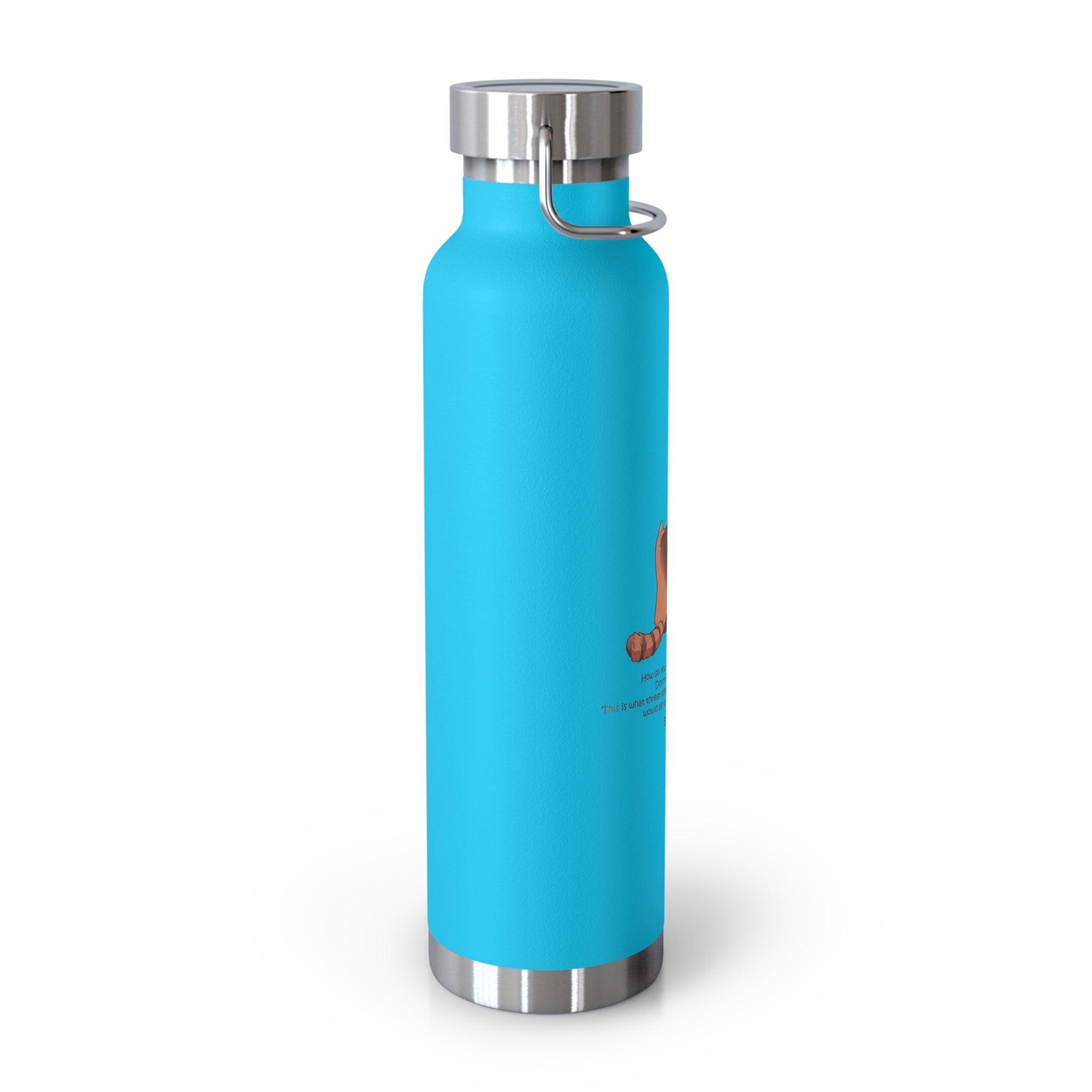 Cyan Blue Cute Standing Red Pandas Quote 22oz Copper Vacuum Insulated Bottle