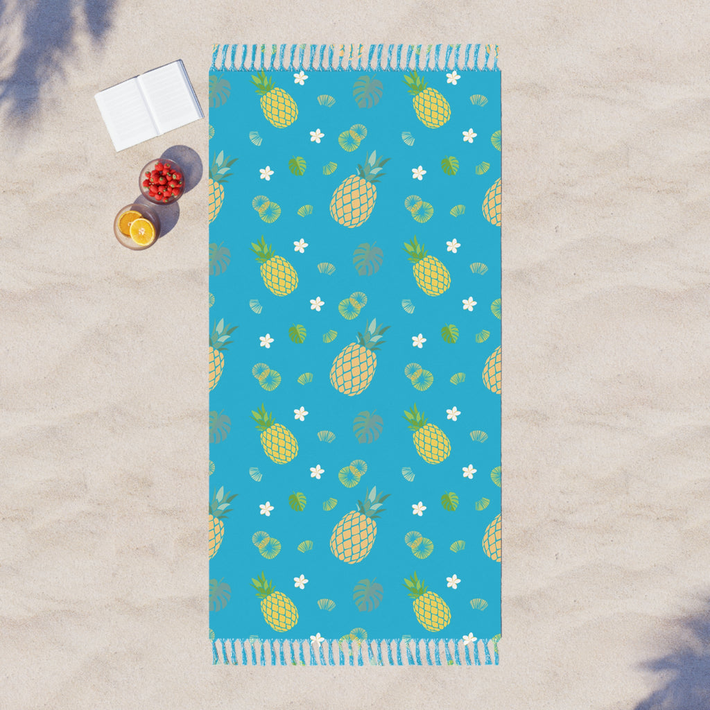 Ocean Blue Pineapple Tropical Pattern 100% Polyester Boho Beach Cloth