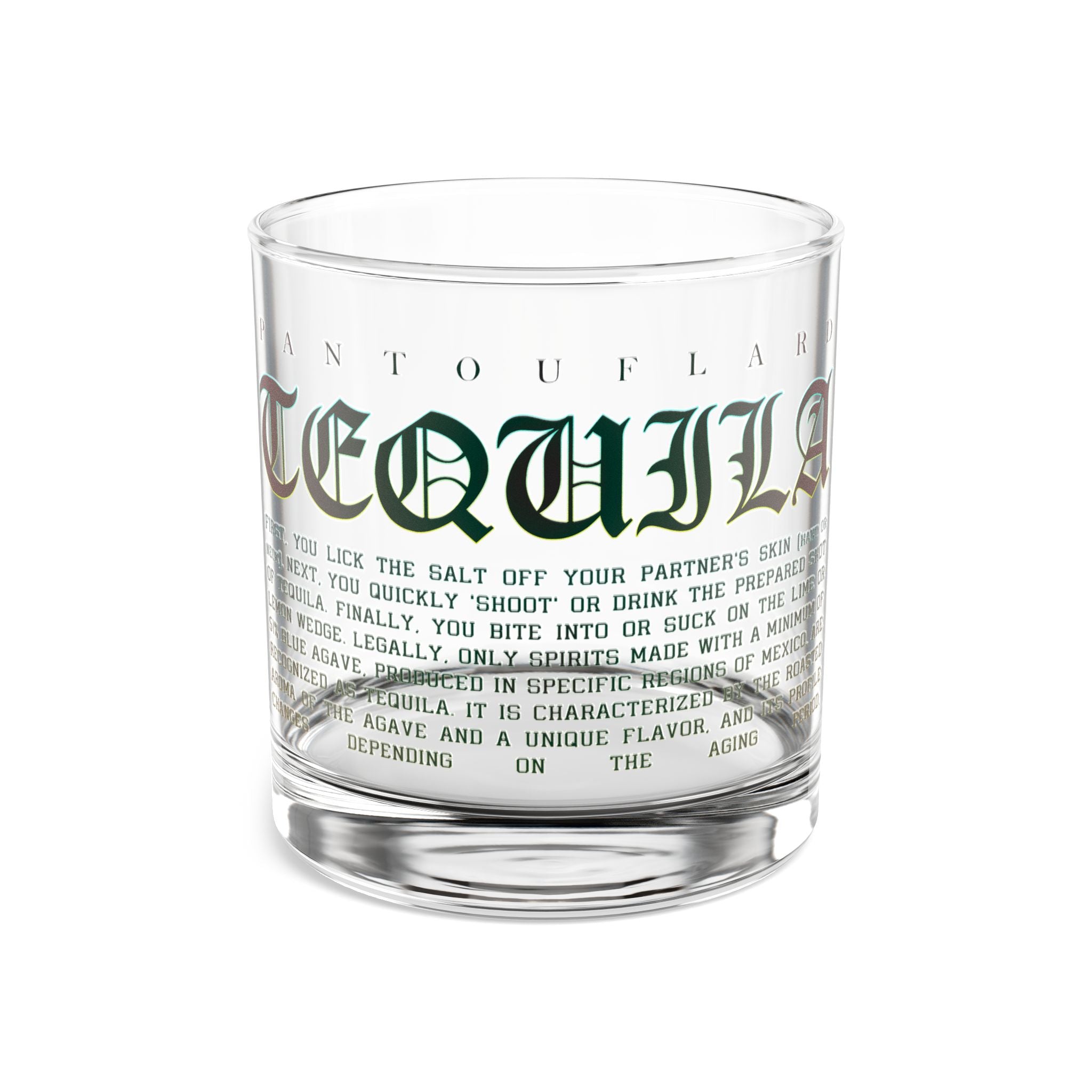 Clear Pantouflard Green Gothic Tequila 10oz Rocks Glass