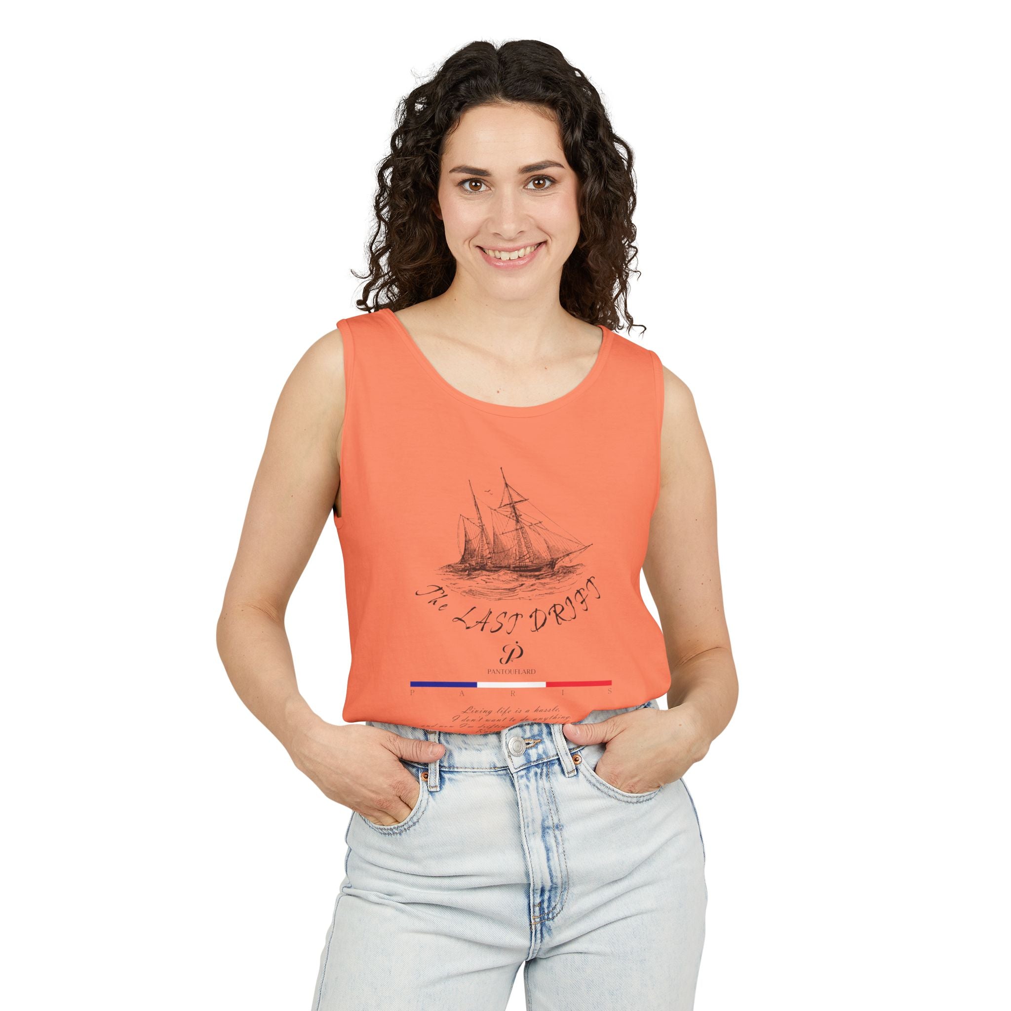 Unisex White Last Drift Cotton Garment-Dyed Tank Top