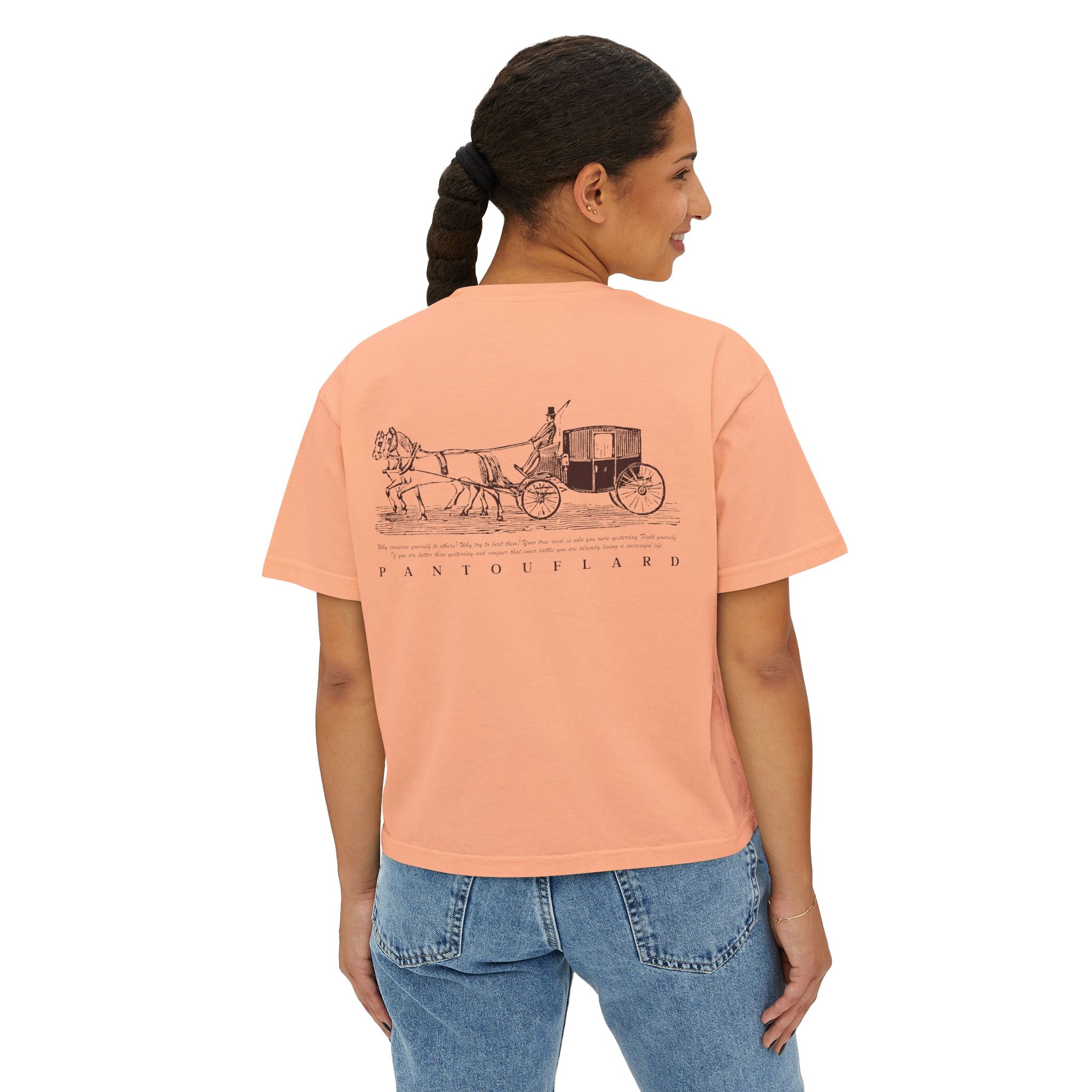 Women's White Pantouflard Carriage Cotton Boxy Tee