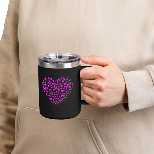 Pink Heart Coffee Mug Tumbler, Personalized Mug