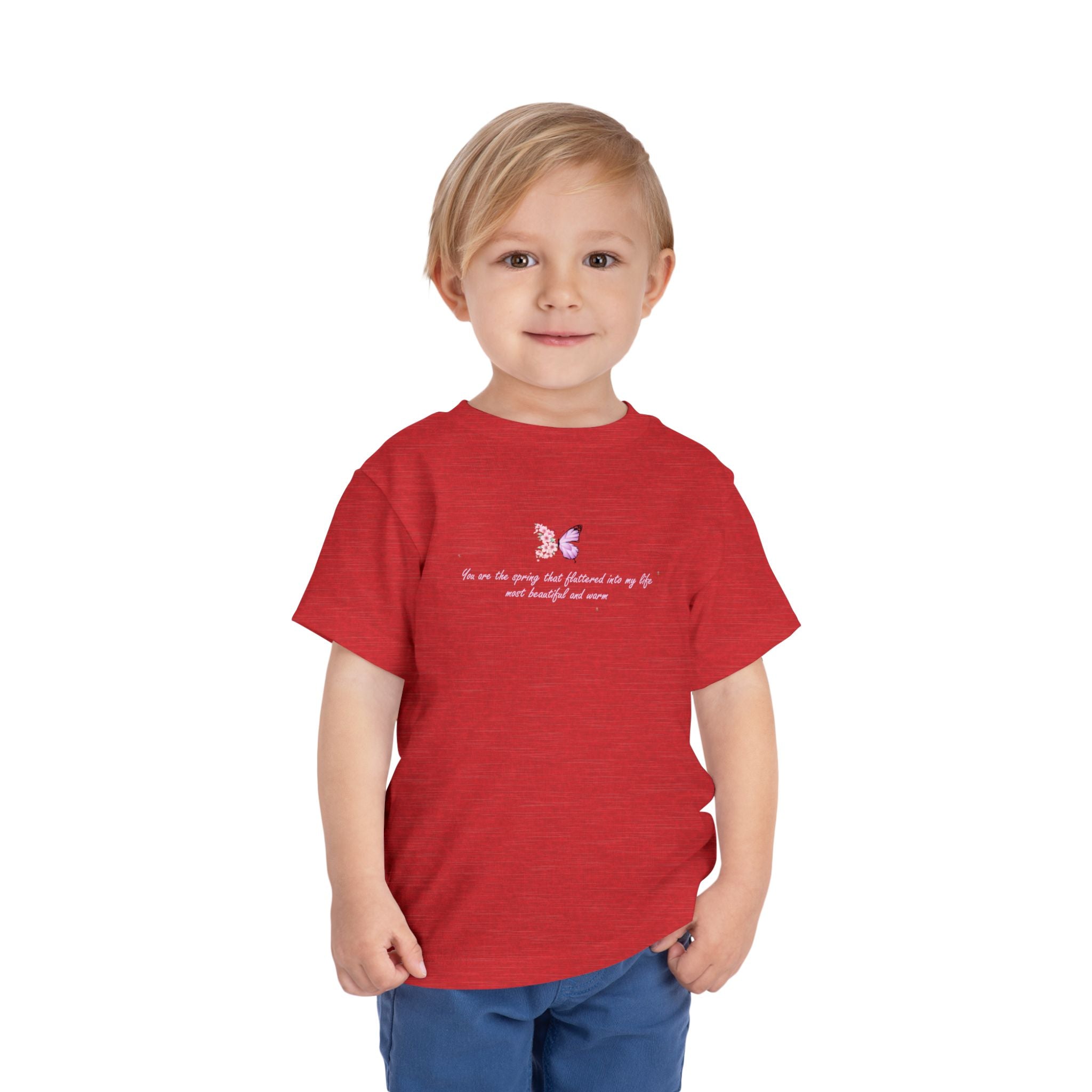 Toddler Yellow Floral Butterfly Spring Quote 100% Cotton Short Sleeve Tee