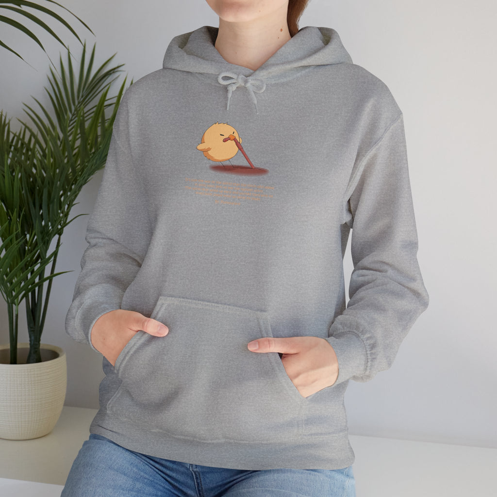 Kitsch Kawaii Chick & Worm Graphic Hoodie - The Quiet Victory (Aesthetic Streetwear Fleece)