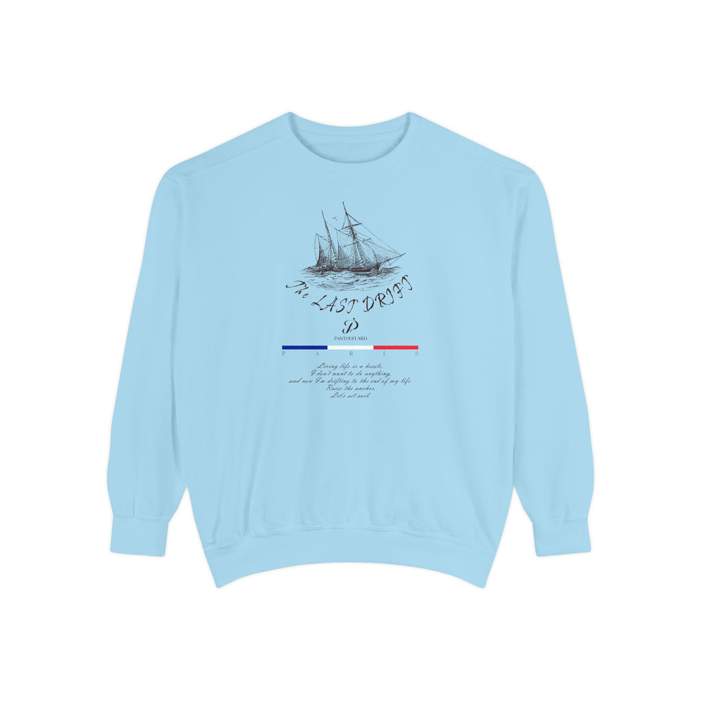 Unisex White Vintage Ship Graphic Cotton Blend Sweatshirt
