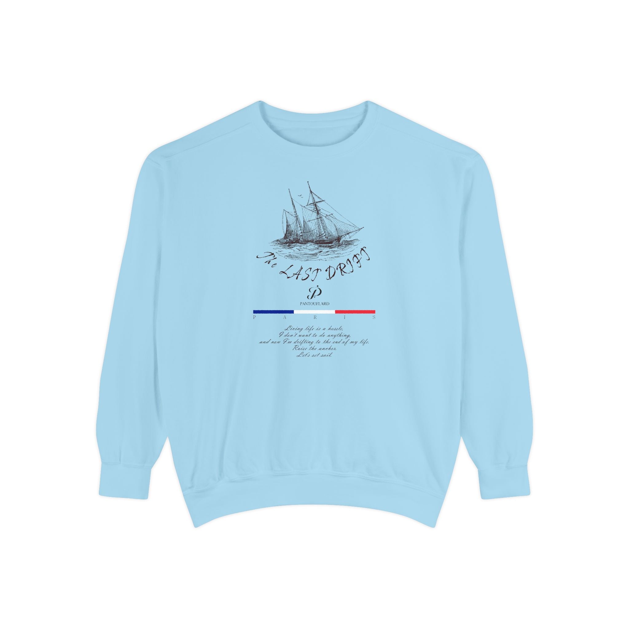 Unisex White Vintage Ship Graphic Cotton Blend Sweatshirt