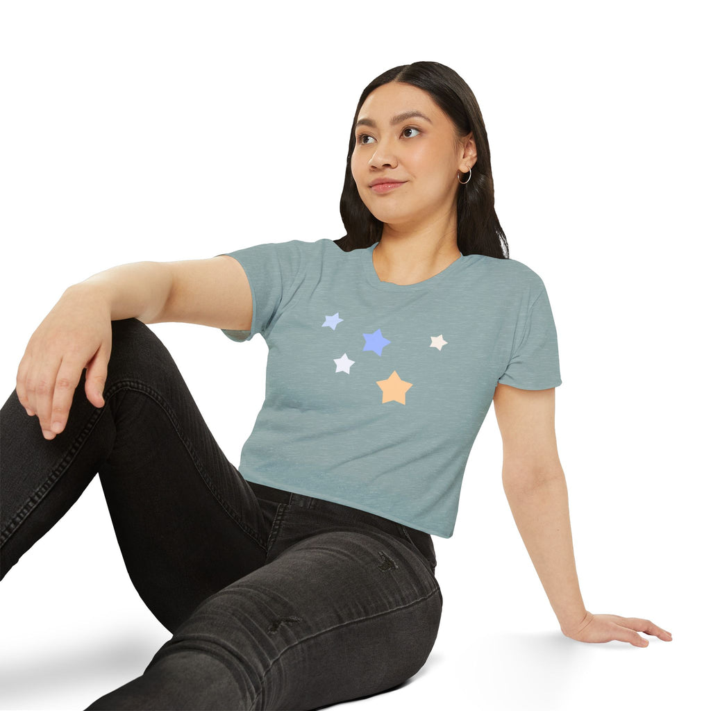 Women's Cassiopeia Constellation Graphic Crop Top - W-Shape Lightweight Festival Shirt