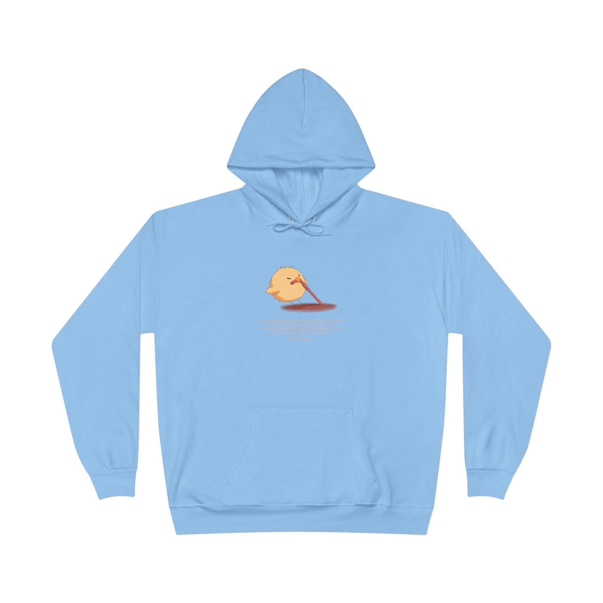 Unisex Light Blue Pantouflard Chick Cotton Blend Pullover Hoodie