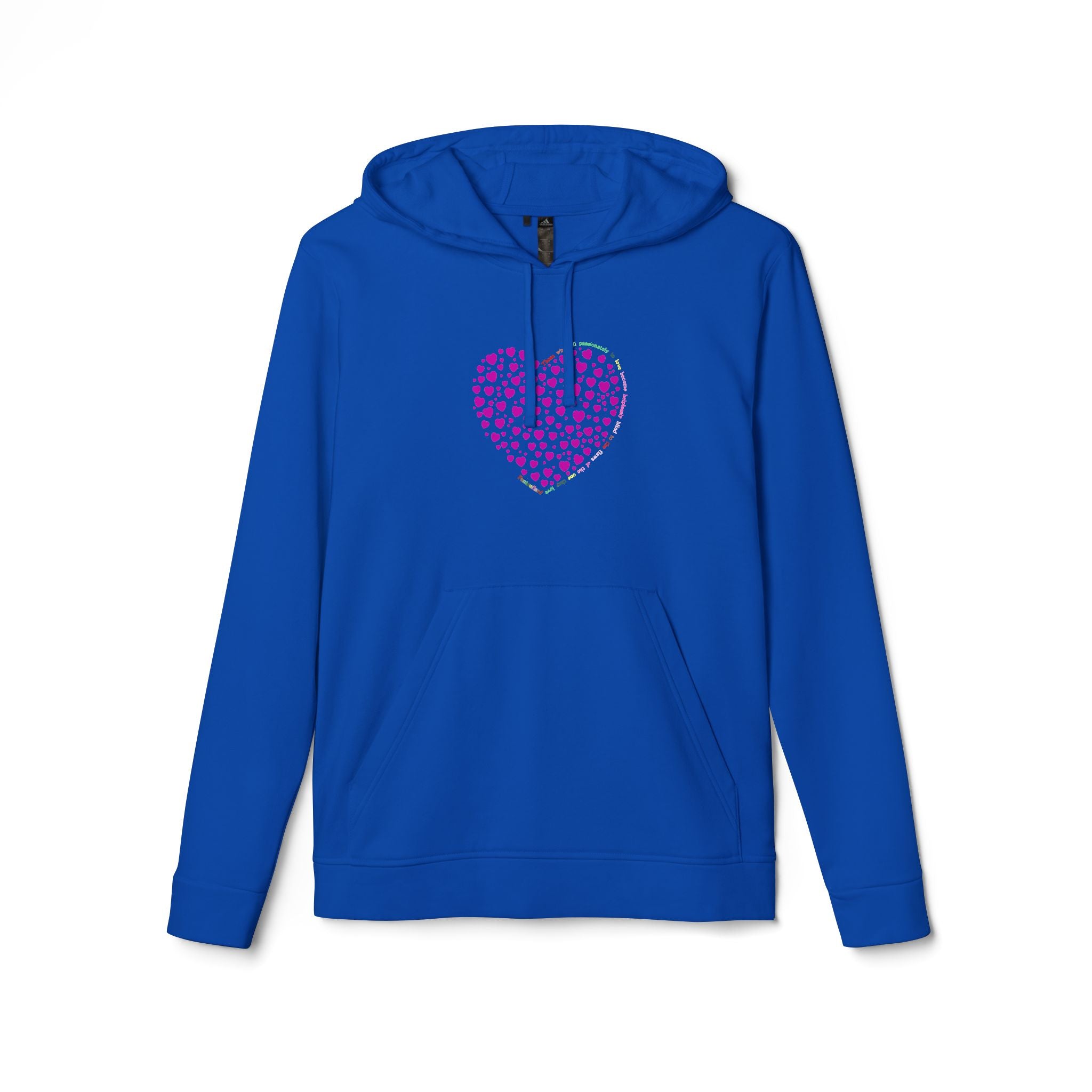 Sudadera con capucha de forro polar para hombre y mujer Adidas® con diseño de corazón rosa