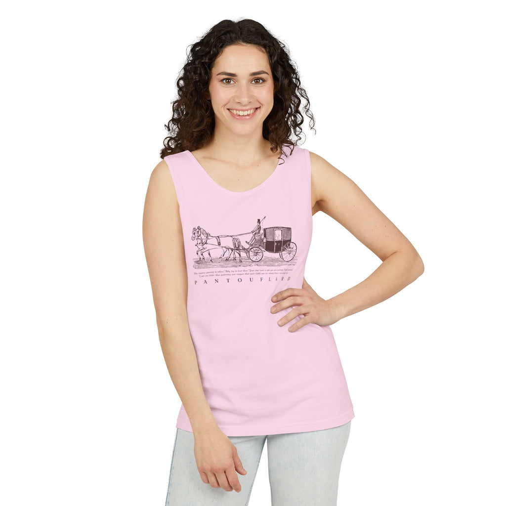 Unisex Brick Red Pantouflard Carriage Cotton Garment-Dyed Tank Top