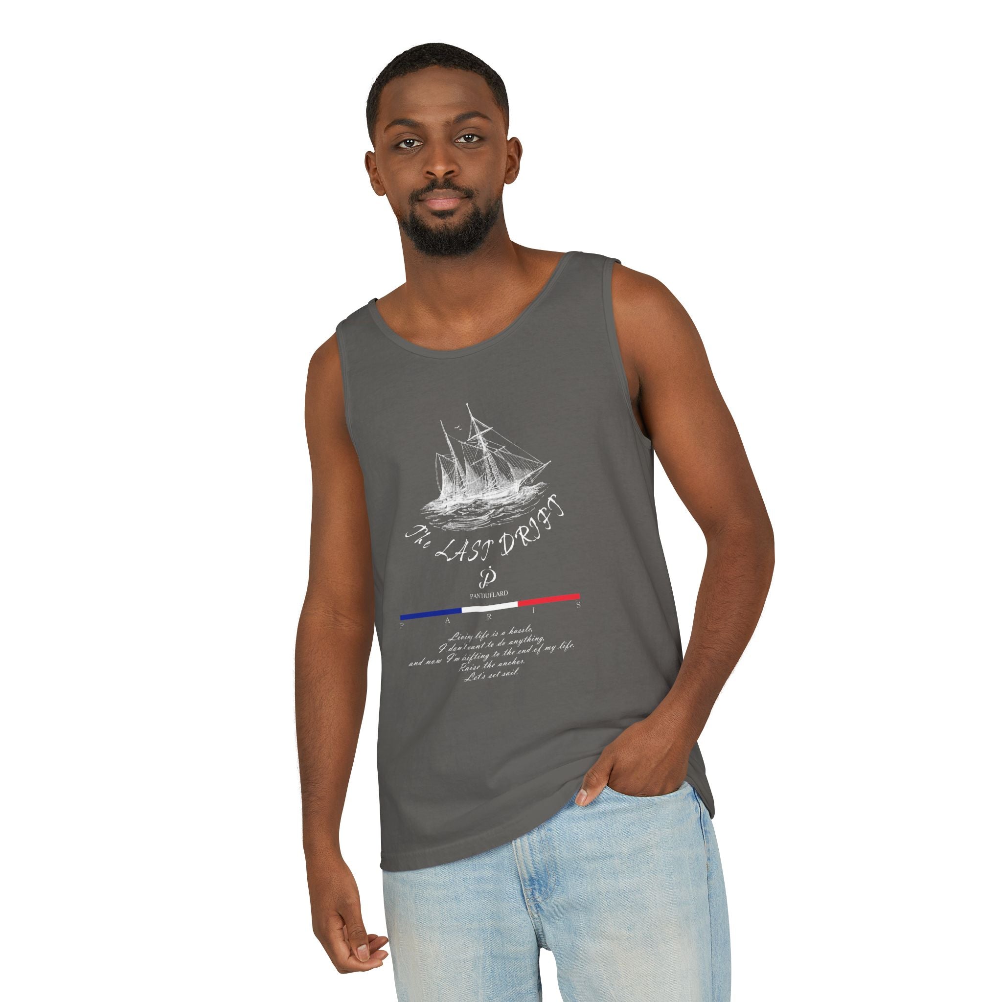 Unisex Black Last Drift Cotton Garment-Dyed Tank Top