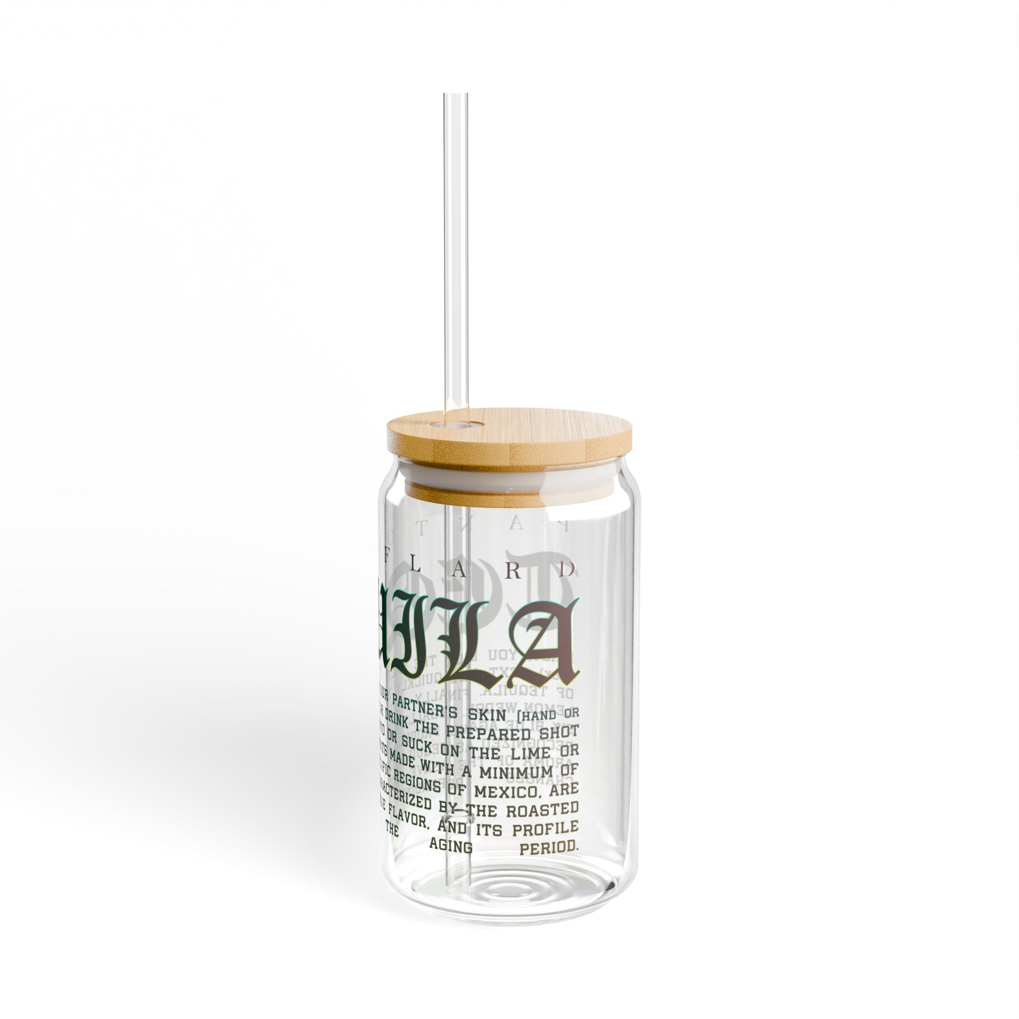 Clear Tequila Guide Typography 16oz Tempered Glass Sipper Cup