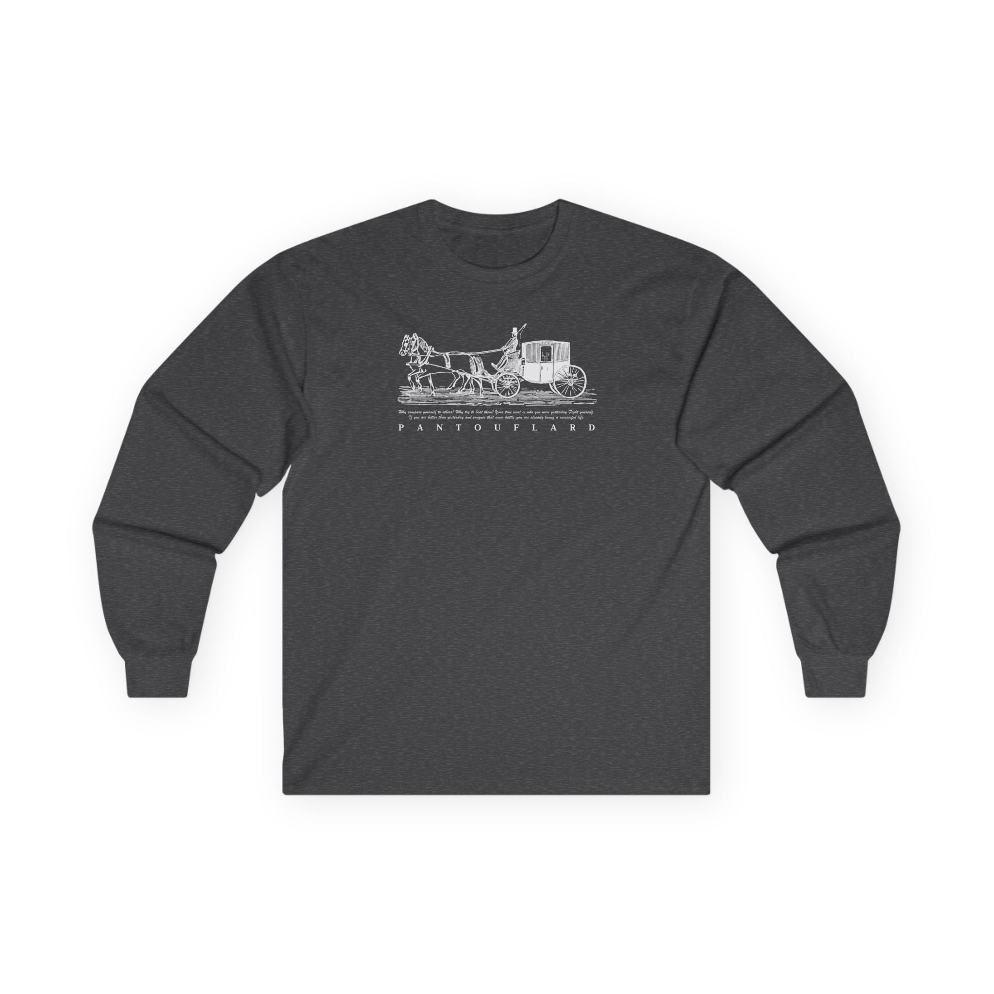 Unisex Black Pantouflard Carriage Cotton Long Sleeve Tee