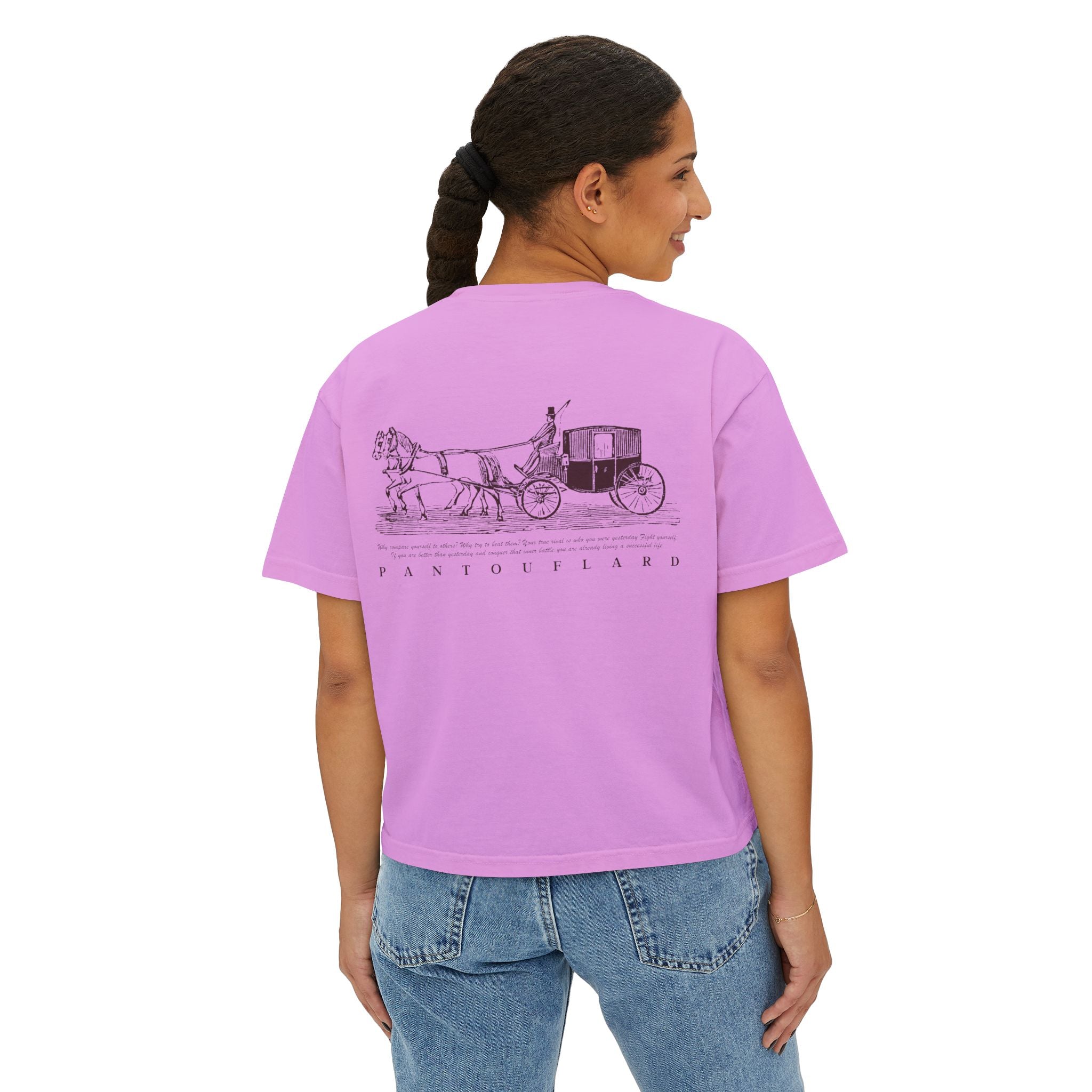 Women's White Pantouflard Carriage Cotton Boxy Tee