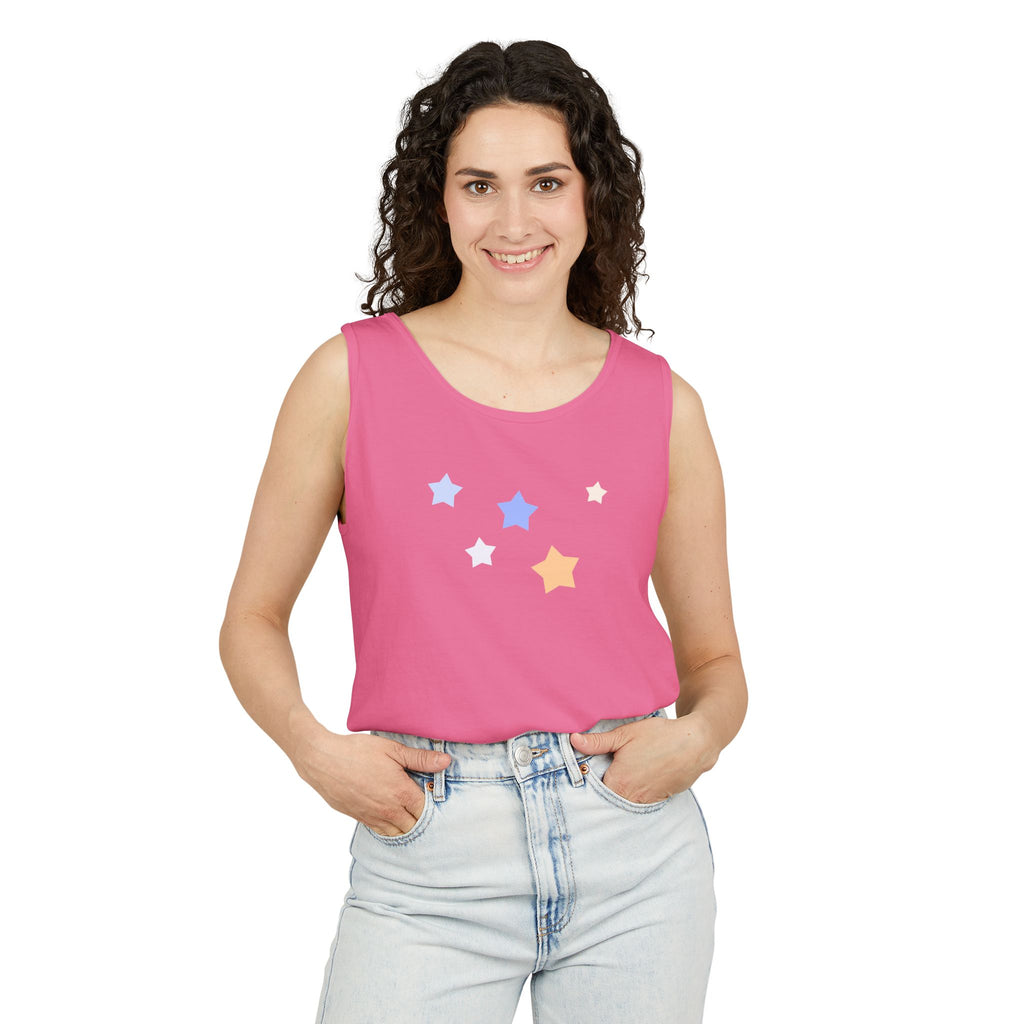 Men's & Women's Cassiopeia Constellation Graphic Garment-Dyed Tank Top - W-Shape Sleeveless Shirt