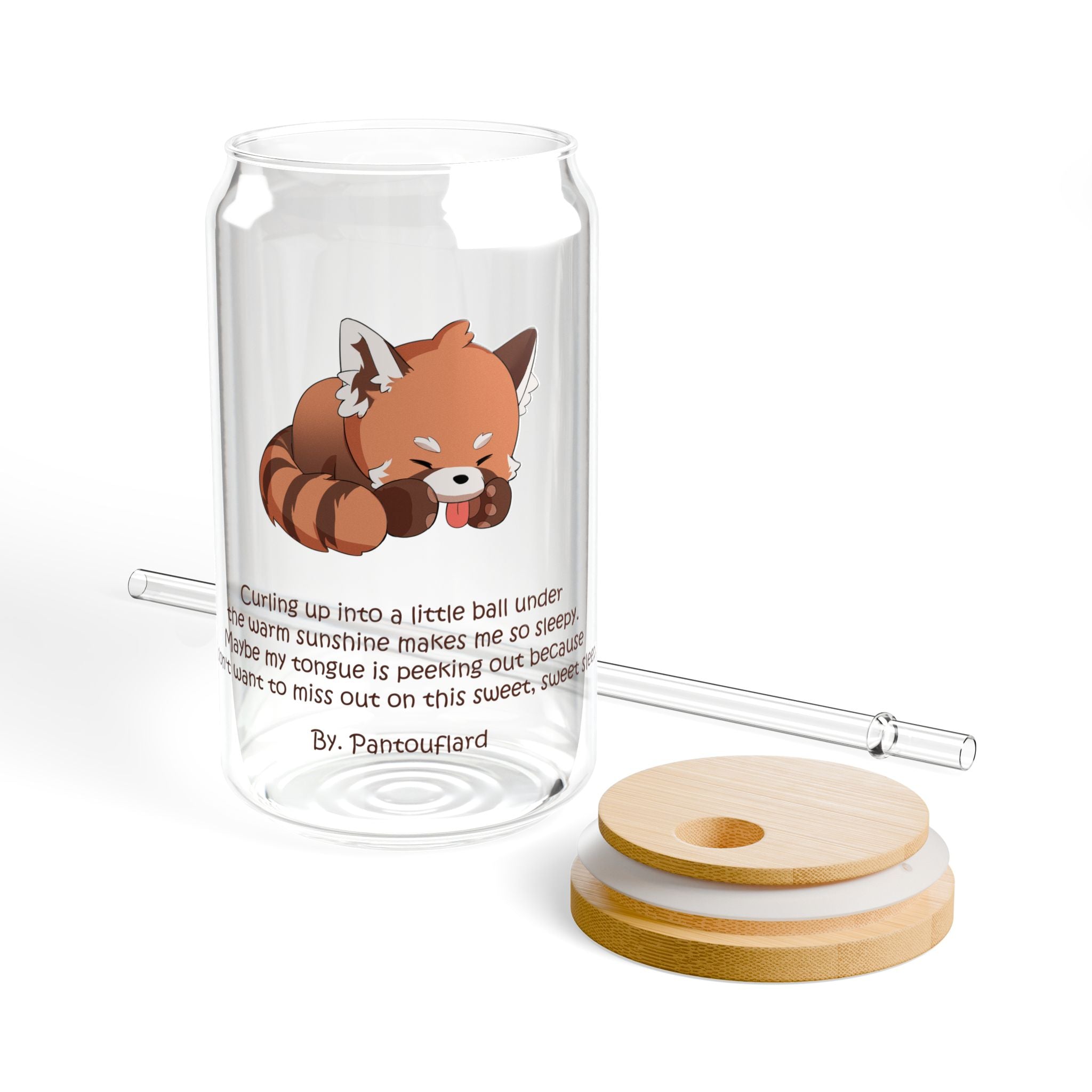 Clear Pantouflard Cozy Sleeping Red Panda Tempered Glass Sipper