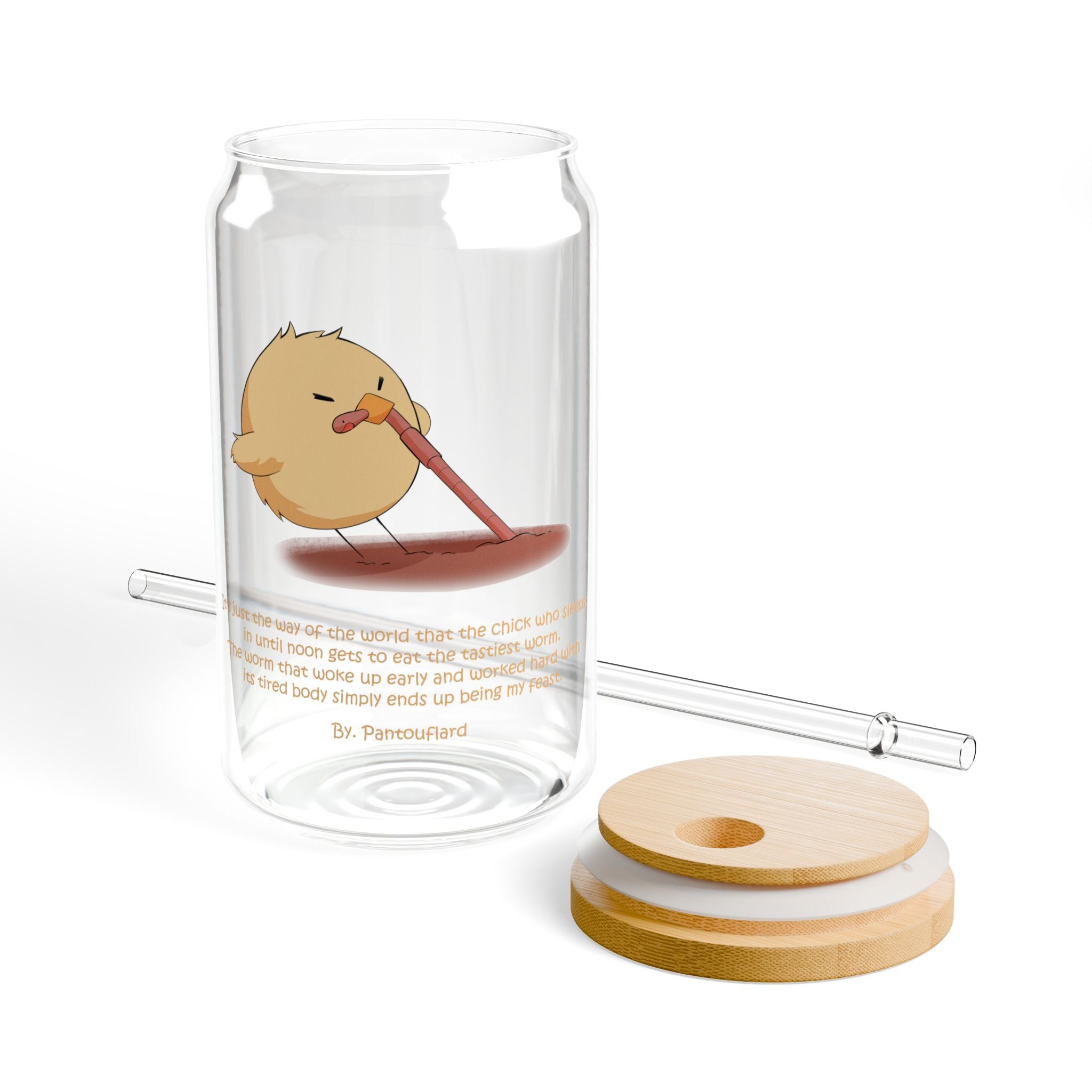 Clear Lazy Chick Quote 16oz Tempered Glass Sipper Cup