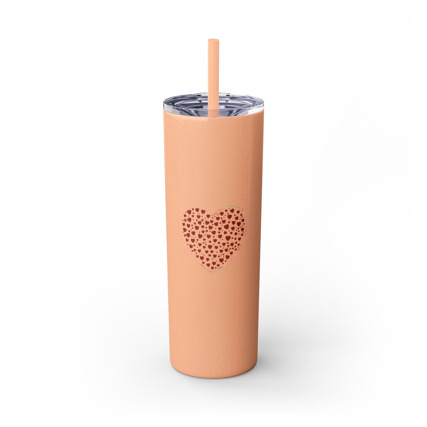 Red Heart Dot Skinny Tumbler | 20oz Reusable Travel Mug, Eco-Friendly Drinkware