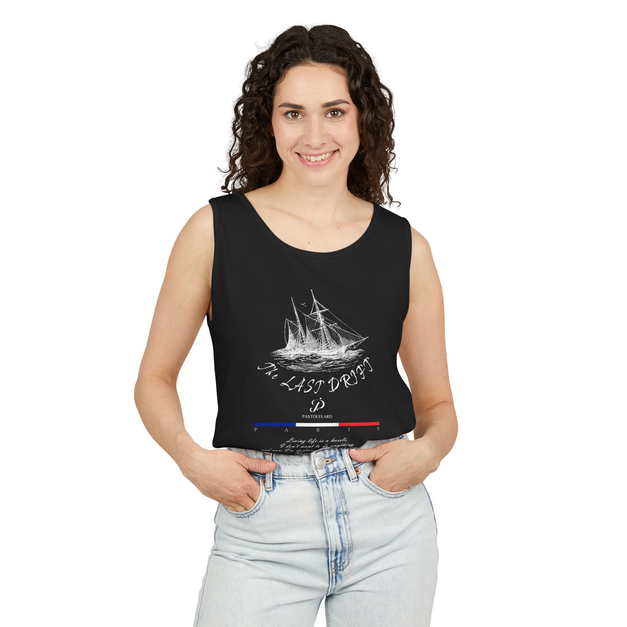 Unisex Black Last Drift Cotton Garment-Dyed Tank Top