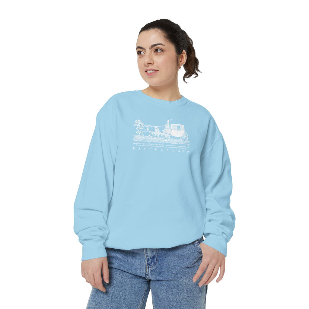 Unisex Navy Vintage Carriage Graphic Cotton Blend Sweatshirt
