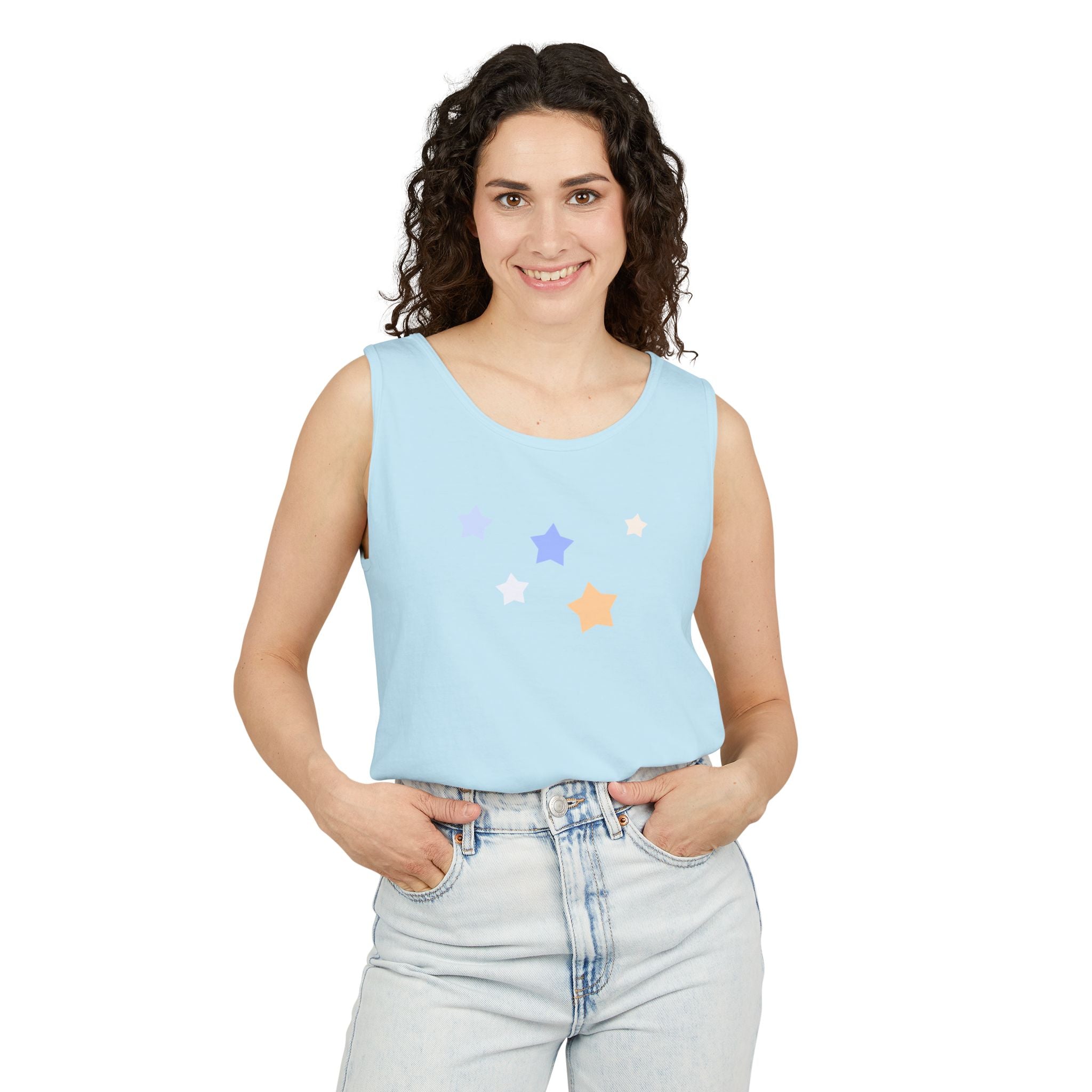 Men's & Women's Cassiopeia Constellation Graphic Garment-Dyed Tank Top - W-Shape Sleeveless Shirt