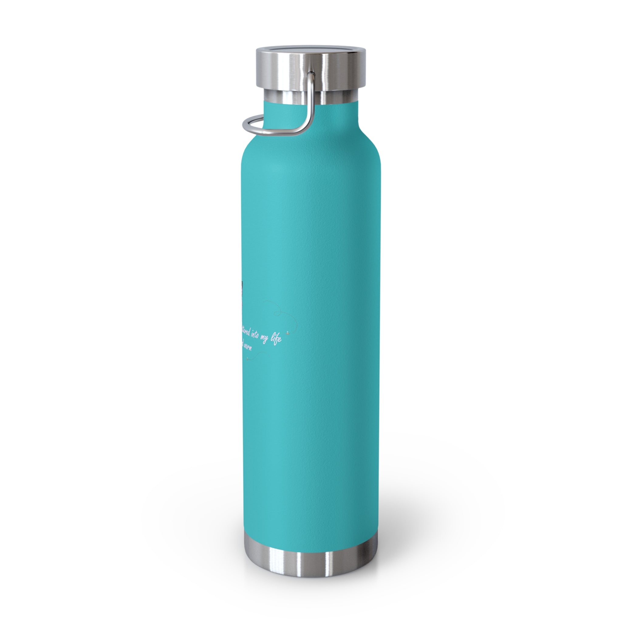 Navy Blue Romantic Floral Butterfly Quote 22oz Copper Vacuum Insulated Bottle