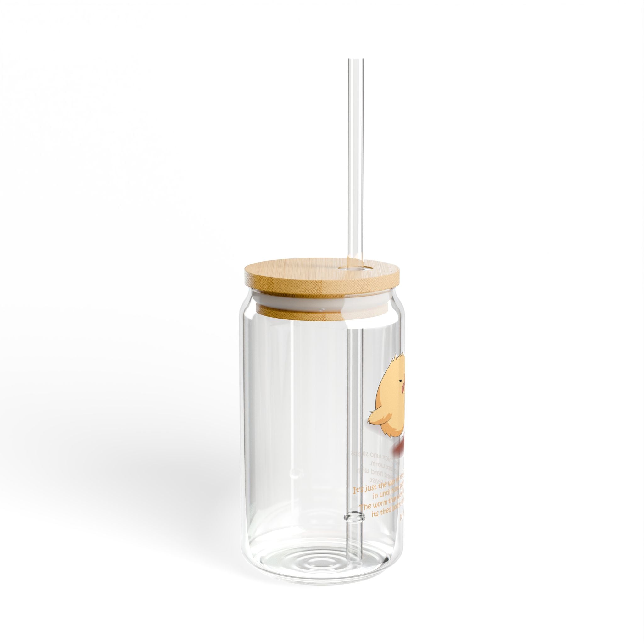 Clear Lazy Chick Quote 16oz Tempered Glass Sipper Cup