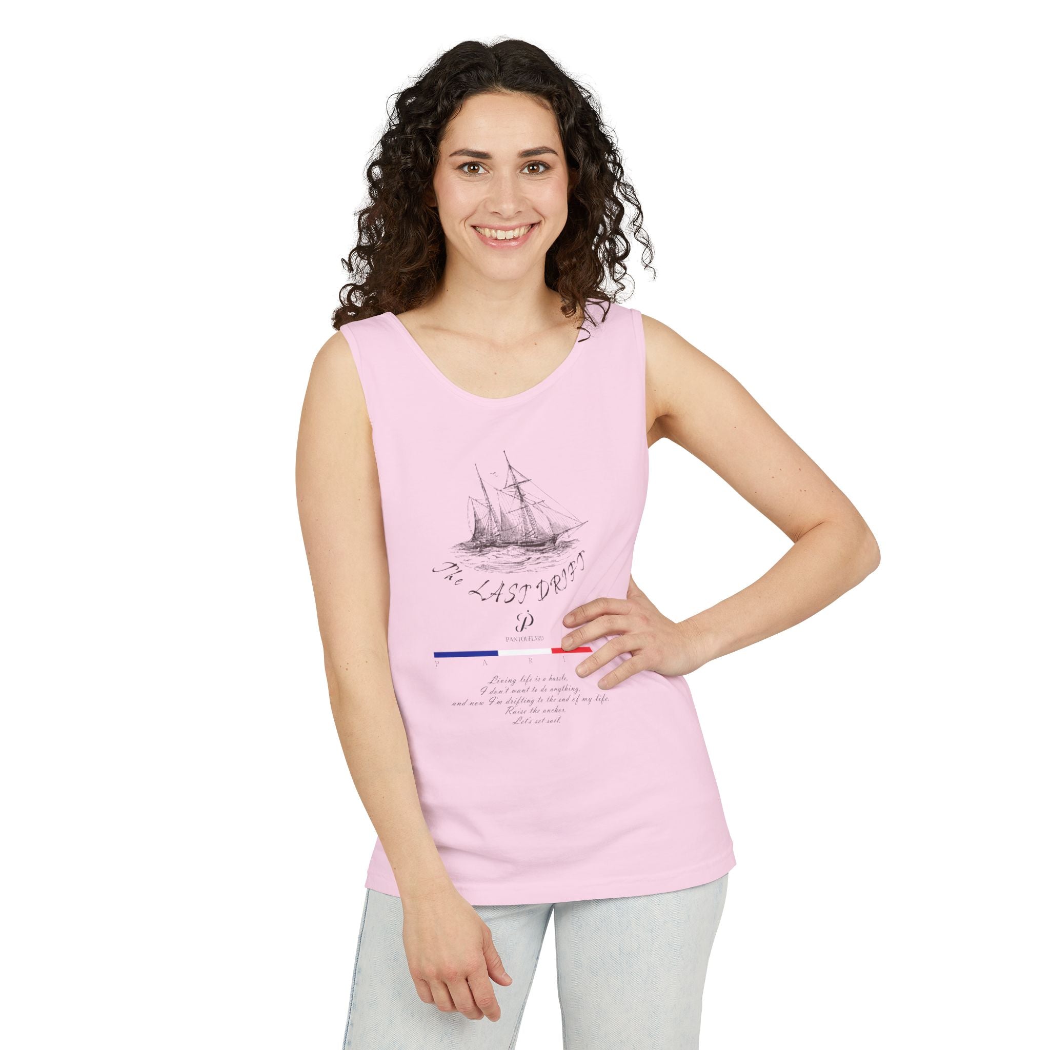 Unisex White Last Drift Cotton Garment-Dyed Tank Top
