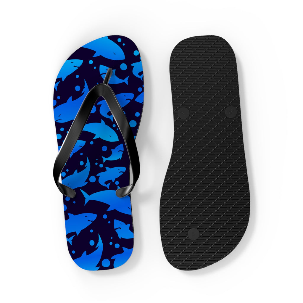 Unisex Navy Blue Shark Silhouette Pattern EVA Polyester Flip Flops