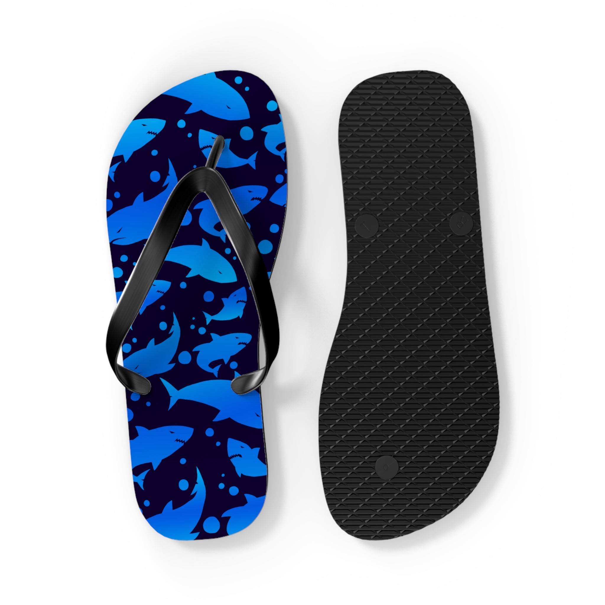 Unisex Navy Blue Shark Silhouette Pattern EVA Polyester Flip Flops