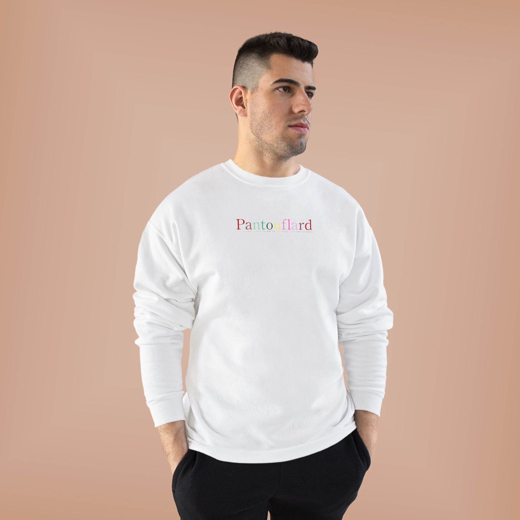 Sustainable Pantouflard Logo Crewneck - Hanes EcoSmart Fleece Sweatshirt (Essential Streetwear)