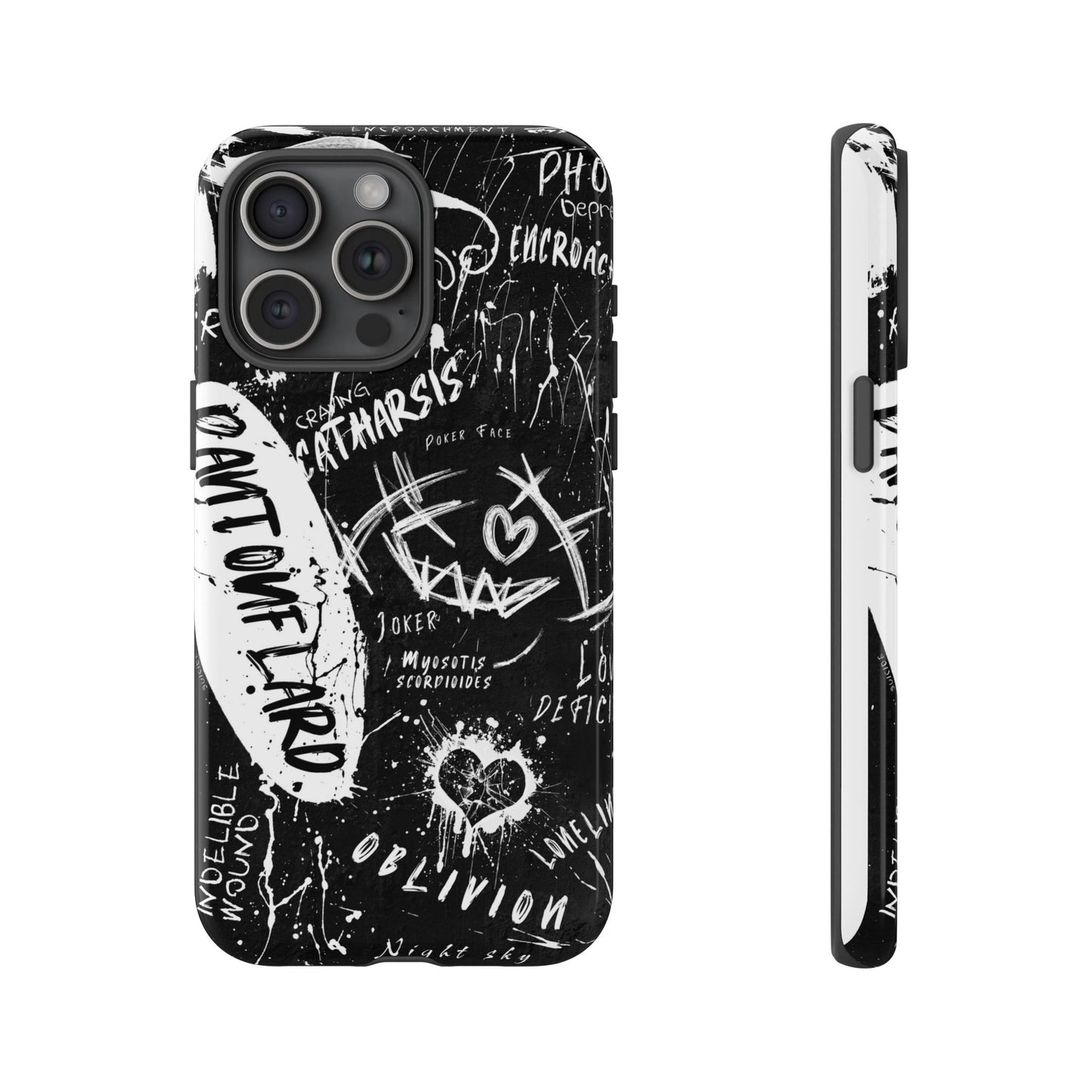 Fundas resistentes: funda atrevida para iPhone, Galaxy, Google Pixel, diseño de grafiti negro, estética urbana, regalo para amantes del arte, accesorios de teléfono modernos, estilo callejero