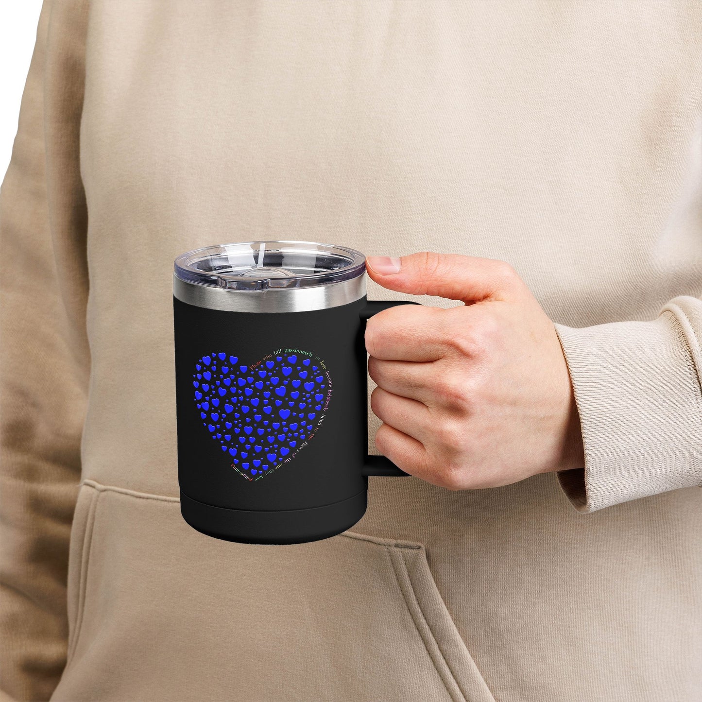 Blue Heart Coffee Mug Tumbler, Personalized Mug