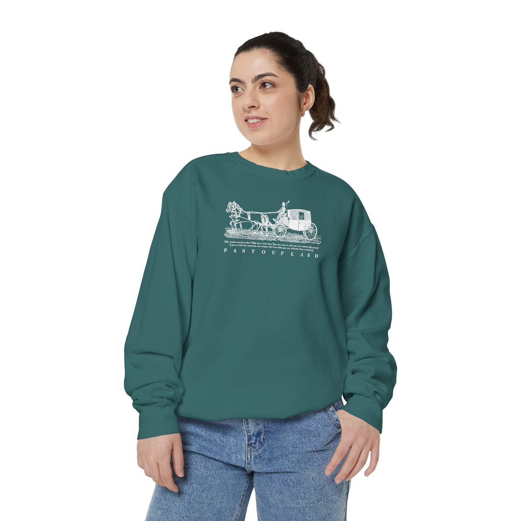 Unisex Navy Vintage Carriage Graphic Cotton Blend Sweatshirt