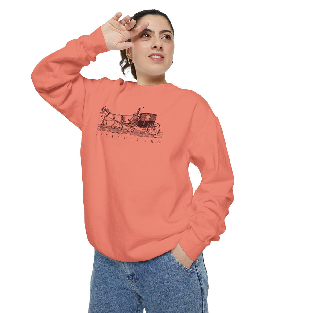 Unisex White Pantouflard Carriage Cotton Blend Sweatshirt
