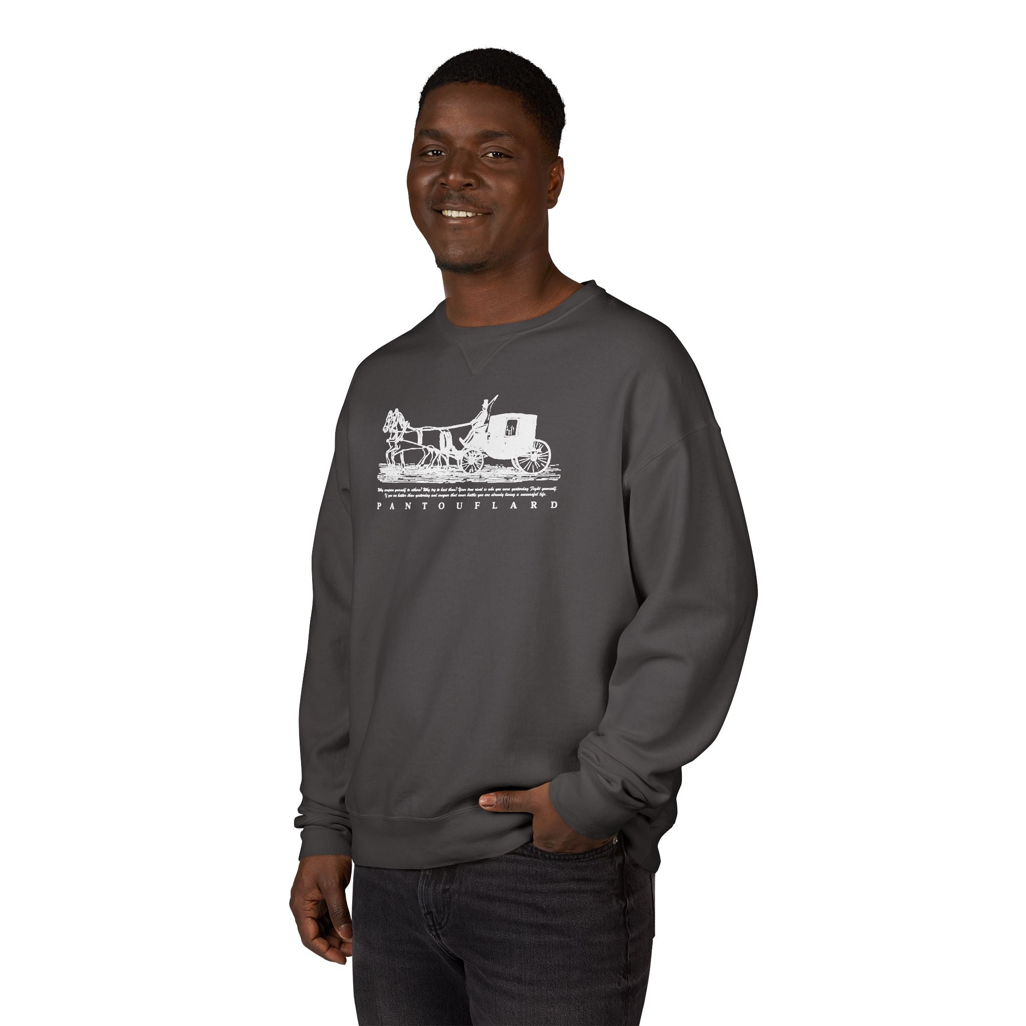 Old Money Equestrian Heritage Crewneck - The Nostalgic Journey II (Dark Academia Garment-Dyed Sweatshirt)