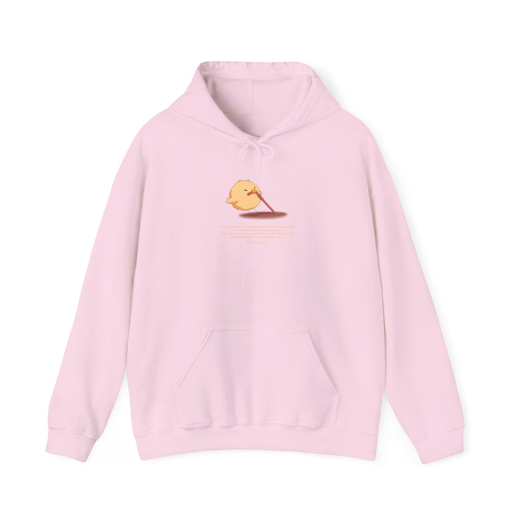 Kitsch Kawaii Chick & Worm Graphic Hoodie - The Quiet Victory (Aesthetic Streetwear Fleece)