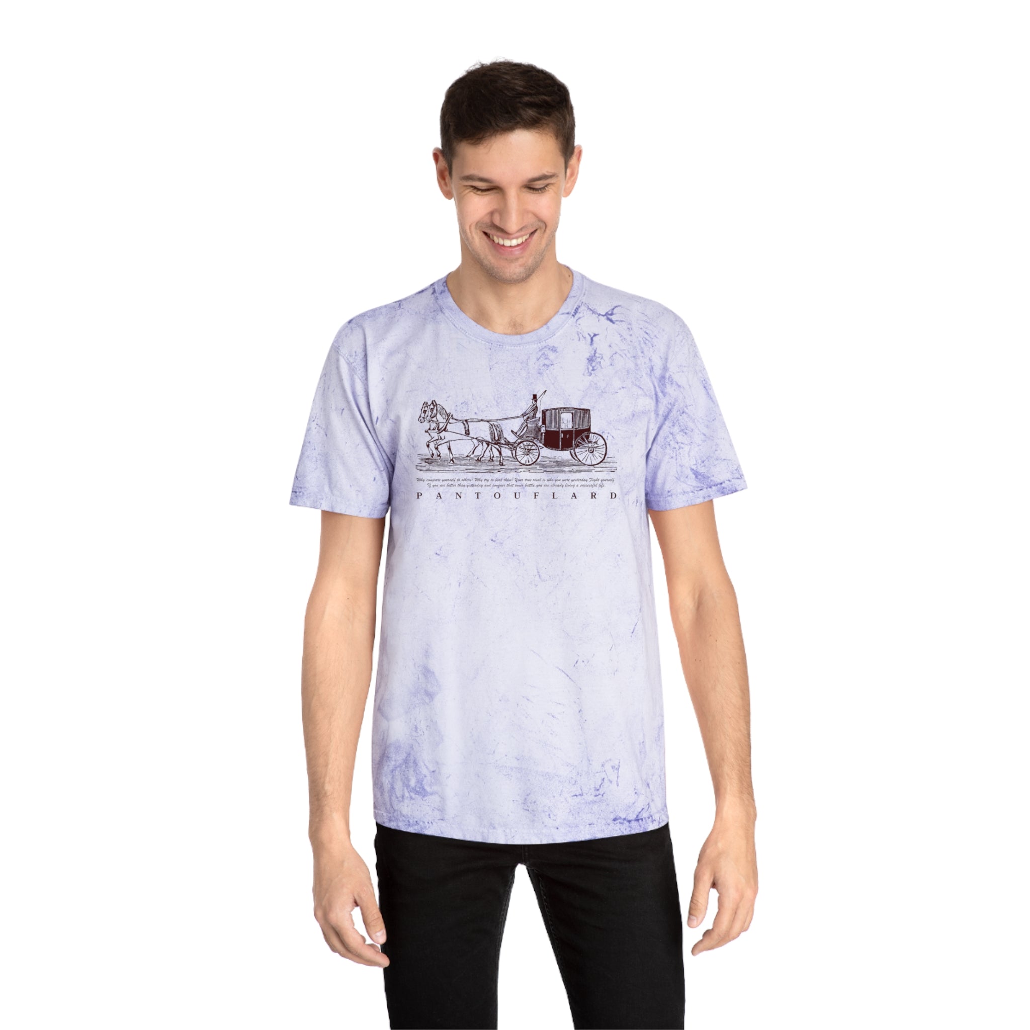Unisex Grey Color Blast Vintage Carriage Graphic 100% Cotton T-Shirt