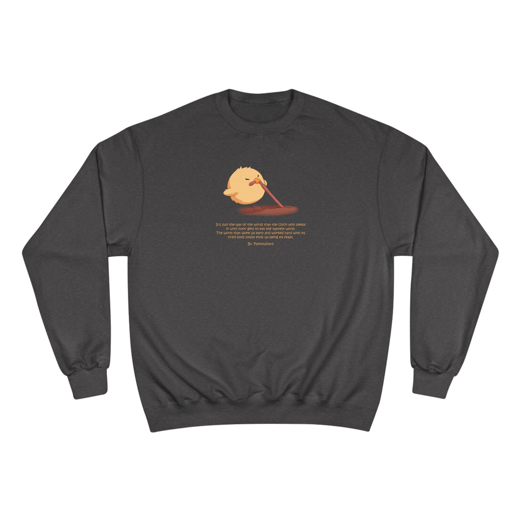 Early Bird Parody Champion Sweatshirt | Sarcastic "Late Sleeper" Quote Crewneck | The Early Worm Gets Eaten Graphic | Oversized Fit (S-3XL)