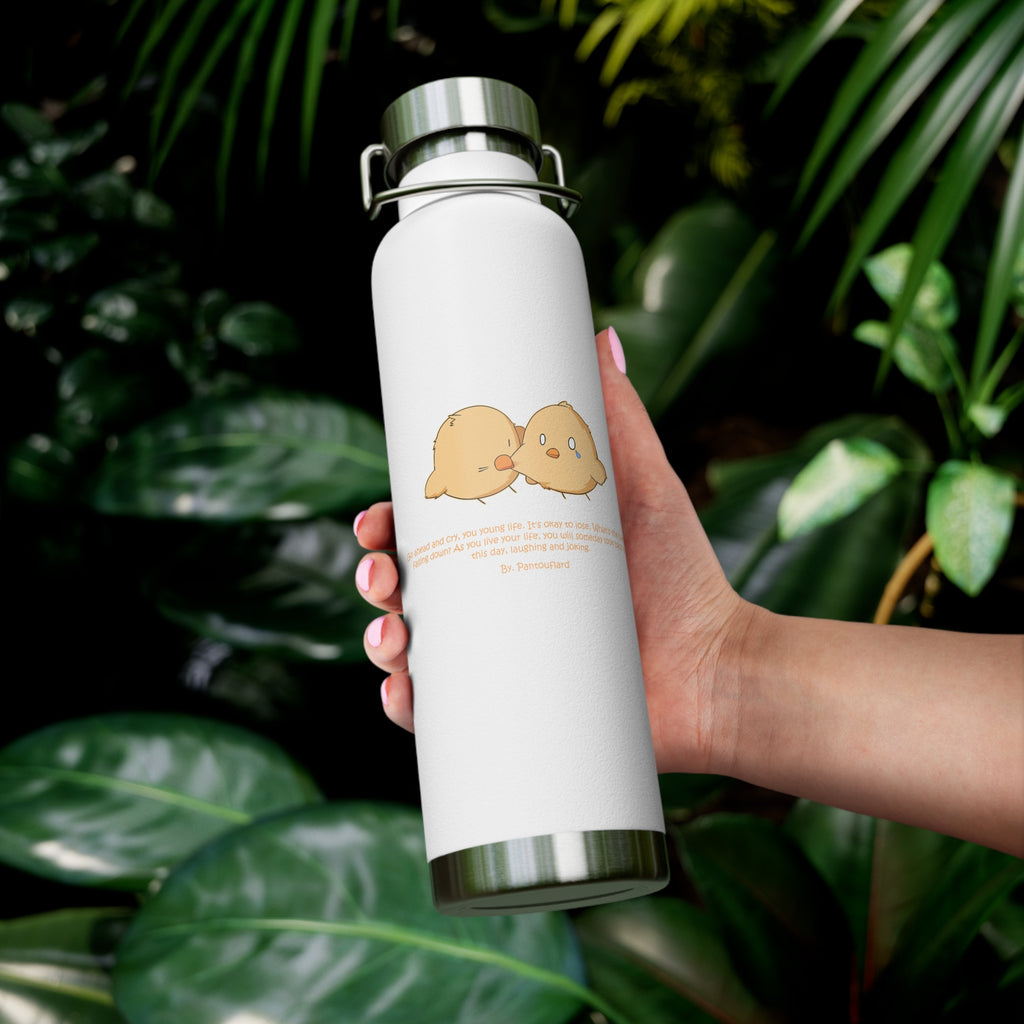 Navy Blue Cute Biting Chicks Quote 22oz Copper Vacuum Insulated Bottle