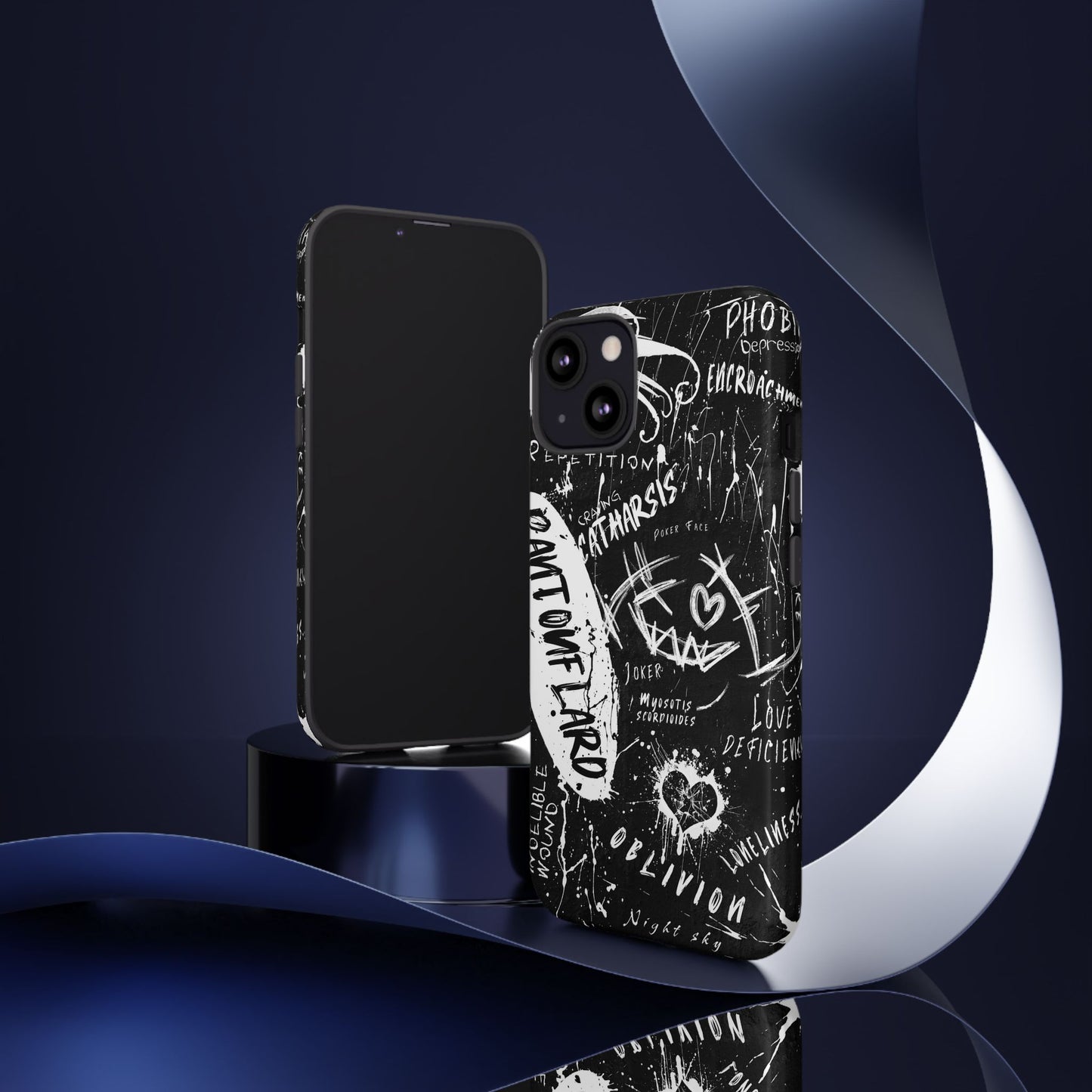 Fundas resistentes: funda atrevida para iPhone, Galaxy, Google Pixel, diseño de grafiti negro, estética urbana, regalo para amantes del arte, accesorios de teléfono modernos, estilo callejero