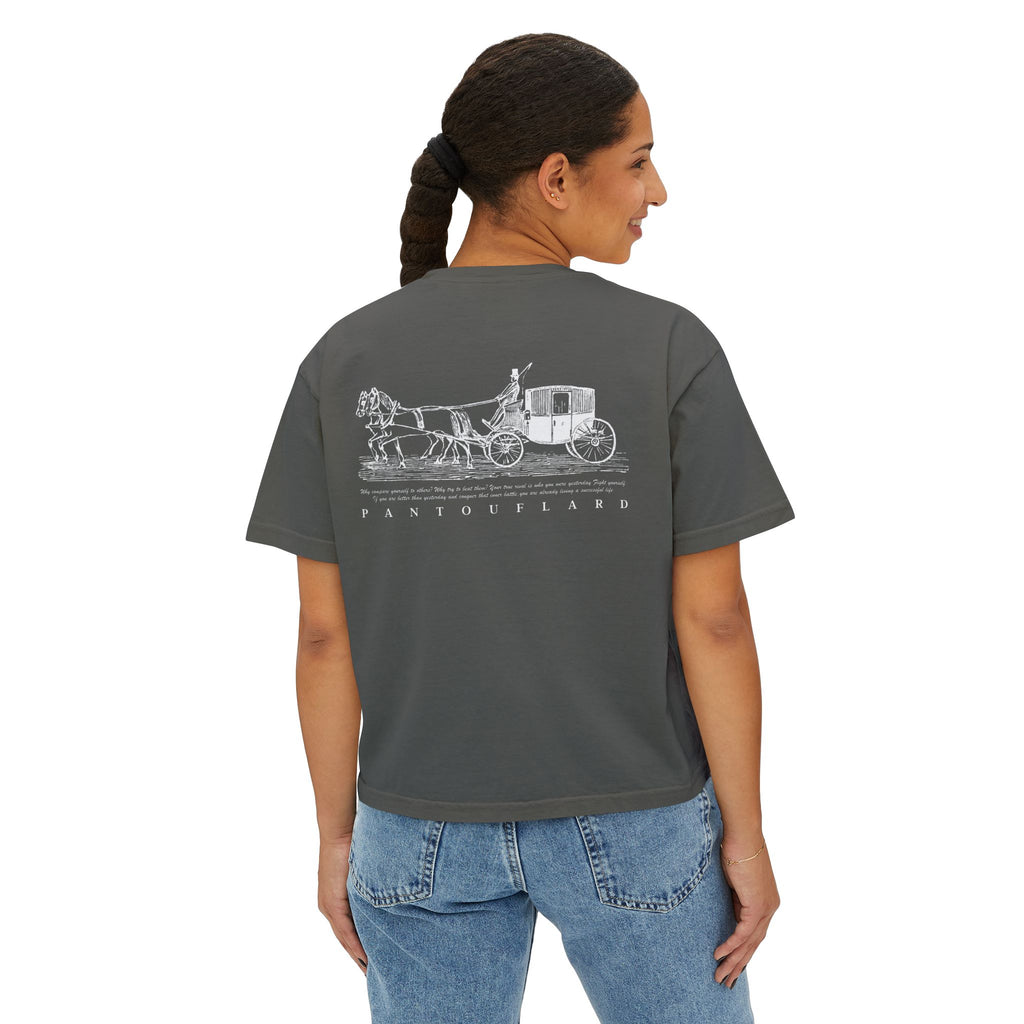 Old Money Equestrian Boxy Tee - The Timeless Carriage II (Comfort Colors 3023CL Back Print)
