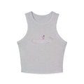 Women's Navy Blue Floral Butterfly Spring Quote Cotton Blend Racer Tank Top