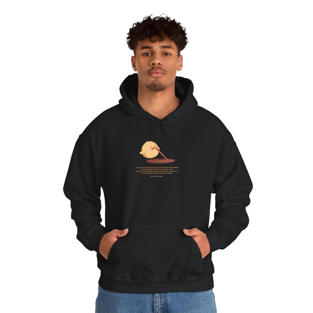 Kitsch Kawaii Chick & Worm Graphic Hoodie - The Quiet Victory (Aesthetic Streetwear Fleece)