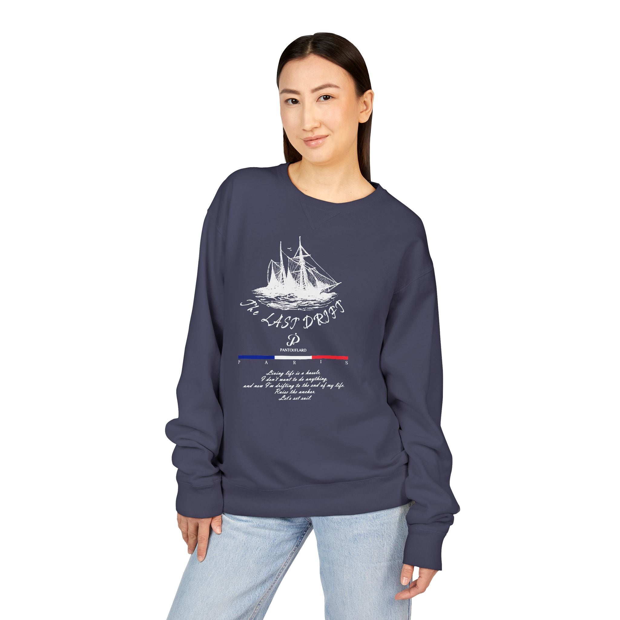 Old Money Nautical Heritage Crewneck - The Last Drift II (Paris Aesthetic Garment-Dyed Sweatshirt)