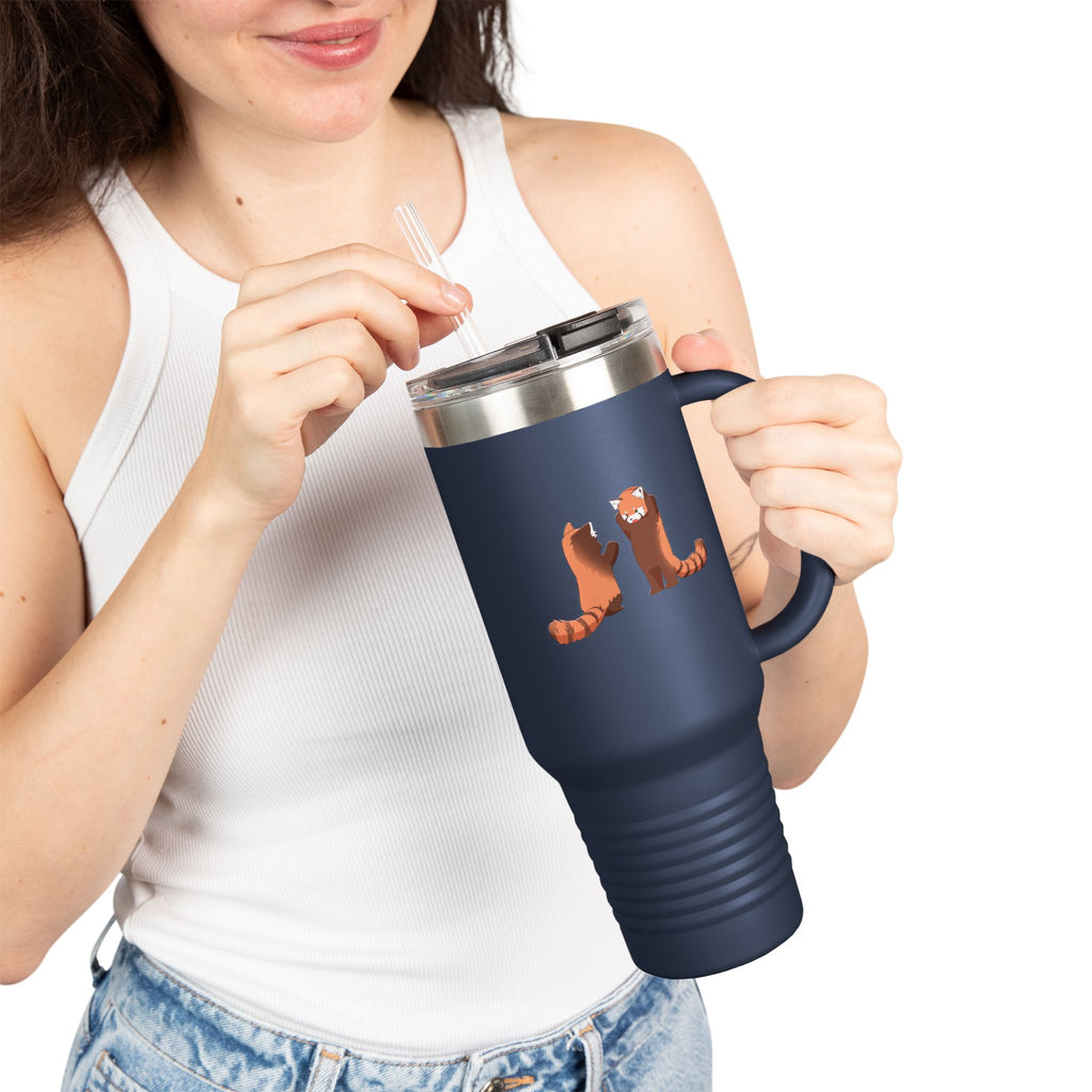 Olive Green Cute Standing Red Pandas 40oz Stainless Steel Insulated Travel Mug